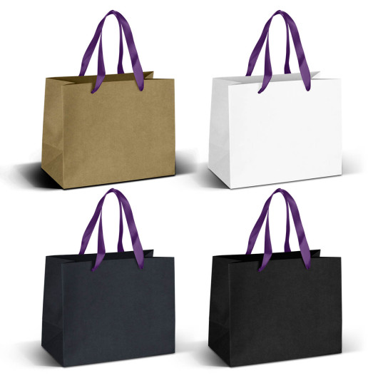 Medium Ribbon Handle Paper Bags Purple Ribbon
